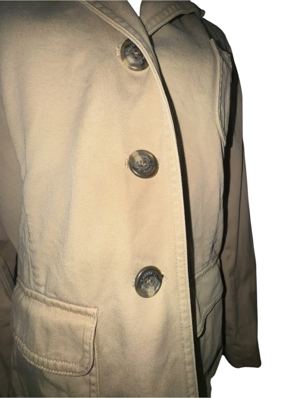 Lauren Ralph Lauren Khaki Cotton Blazer Jacket Women’s Large Utility - Picture 5 of 11